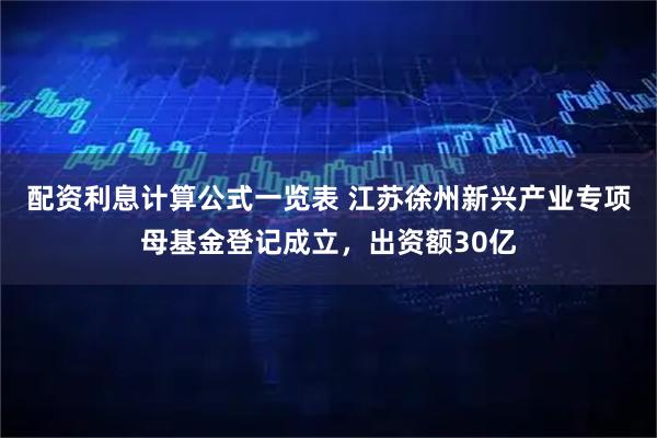 配资利息计算公式一览表 江苏徐州新兴产业专项母基金登记成立，出资额30亿