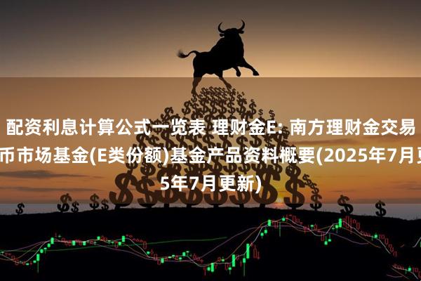 配资利息计算公式一览表 理财金E: 南方理财金交易型货币市场基金(E类份额)基金产品资料概要(2025年7月更新)