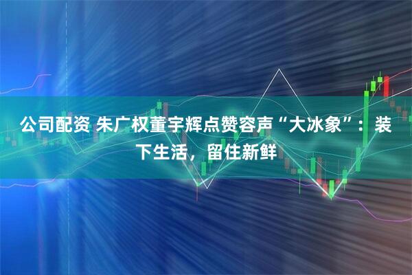 公司配资 朱广权董宇辉点赞容声“大冰象”：装下生活，留住新鲜